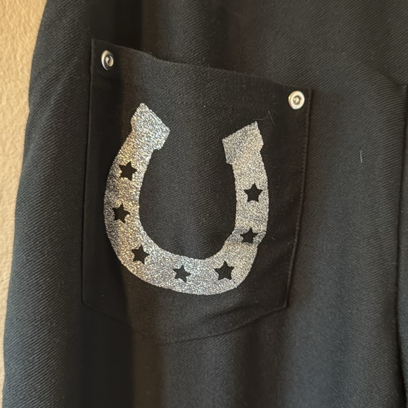 Spirit Women’s Bell Bottoms Black Pants Embroidery On Hem Large - Picture 8 of 14